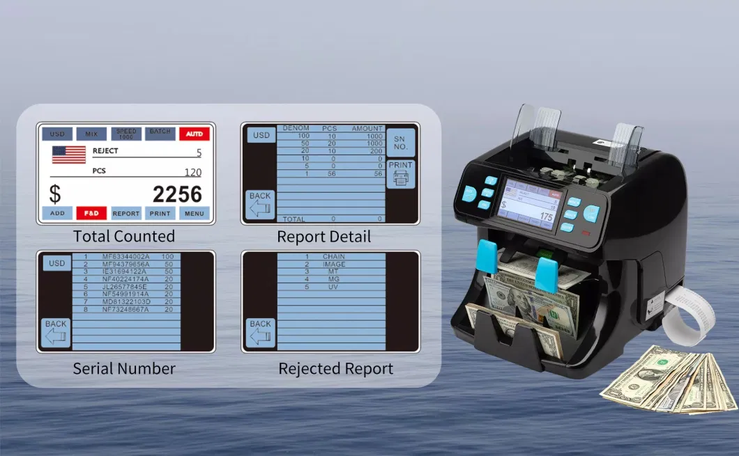 The Foreign Currency Detector Supports Portable Multi-National Money Counting Machine Euro Such as USD and Pound