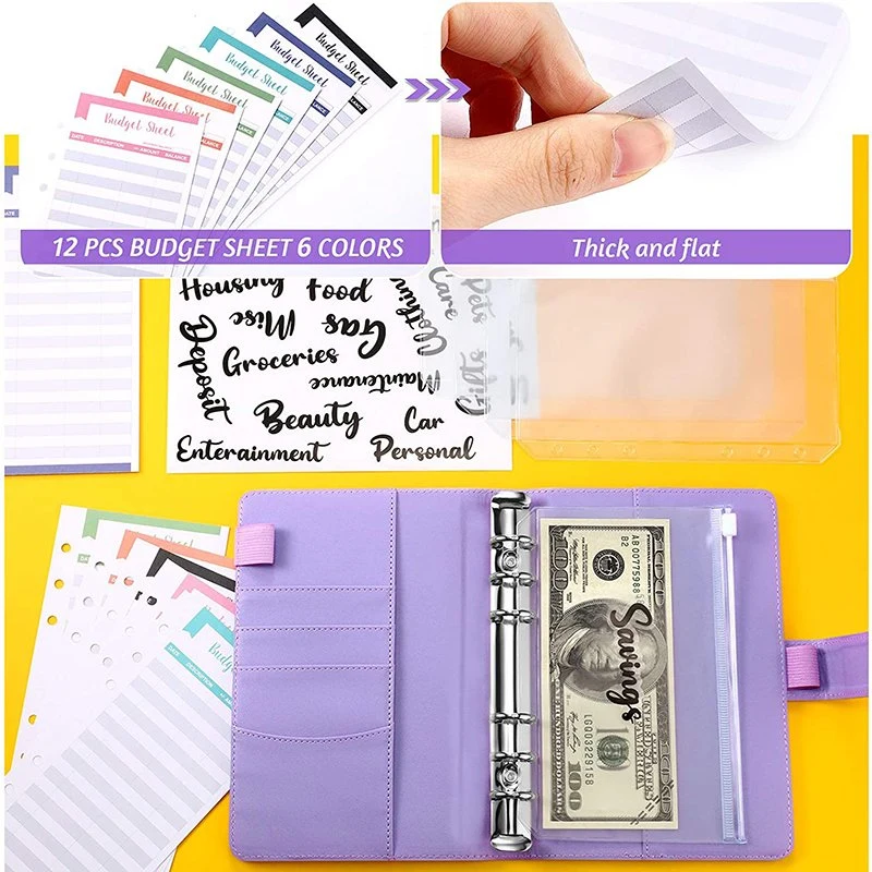 Wholesale A6 Budget Binder Set Cash Envelope Budget System Binder Planners with Expense Budget Sheets and Label Sticker