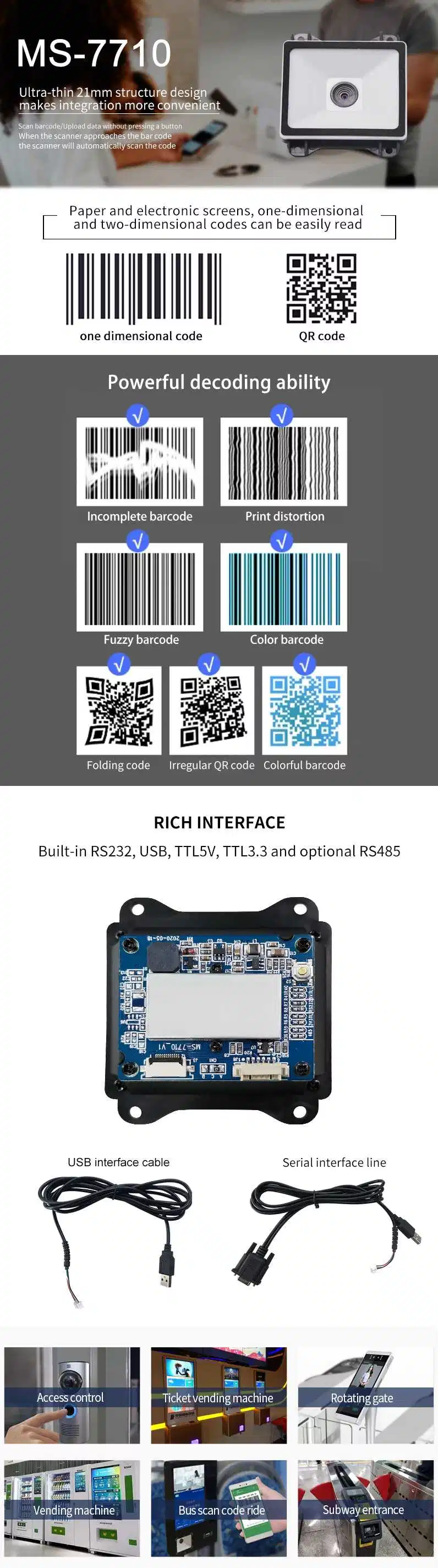 Qr Code Scanner Embedded Barcode Scanner Module